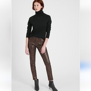 Banana Republic Metallic Leopard Print Mid-Rise Skinny Jeans